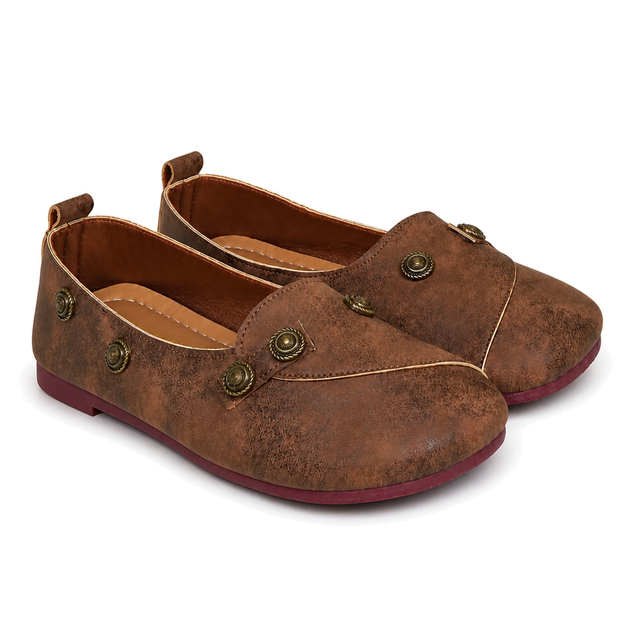 Vintage Brown Studded Loafer Flat