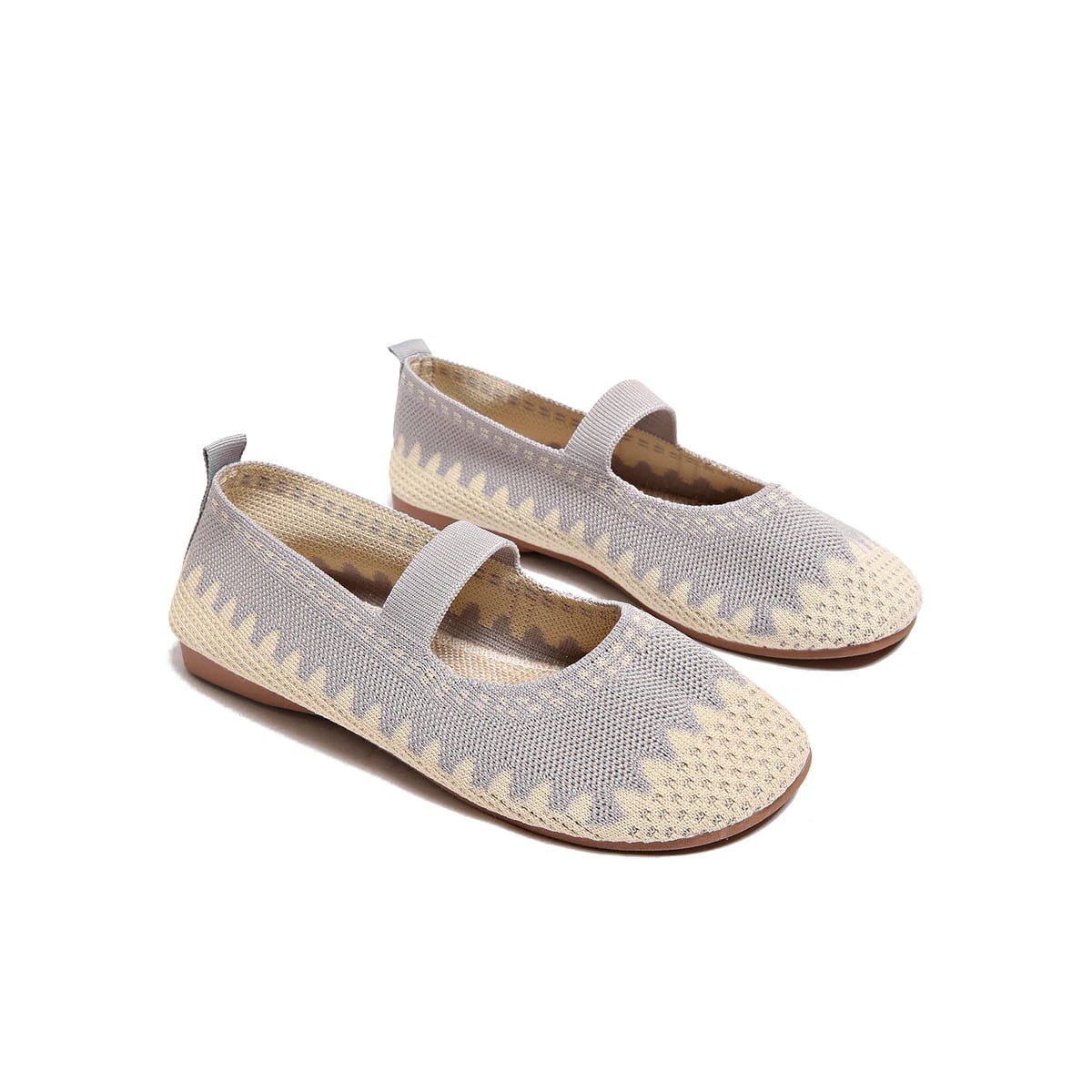 Wide-Strap Colorblock Knit Mary Jane Flat